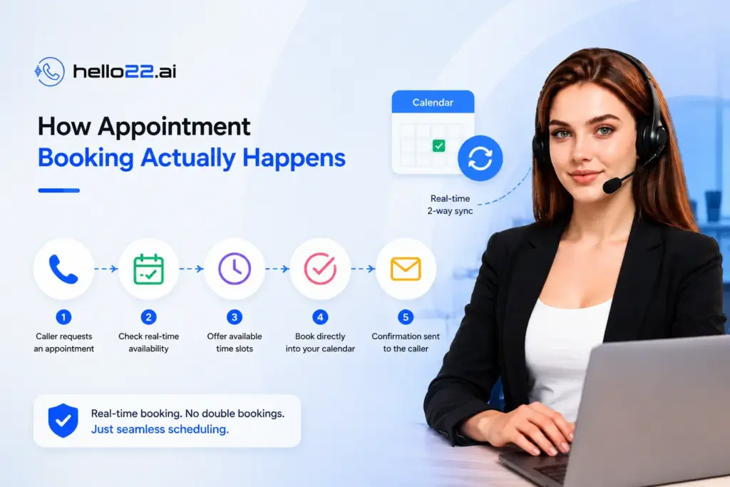 Learn how appointment booking works, from handling customer requests to scheduling and confirming appointments.