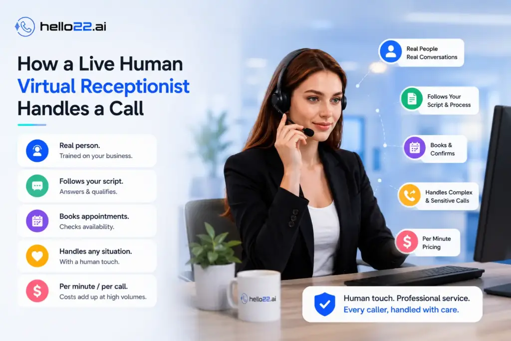 How a live human virtual receptionist handles a call